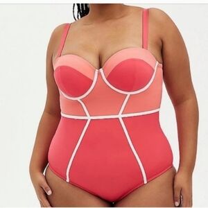 torrid Coral Two-Tone Underwire One-Piece Swimsuit